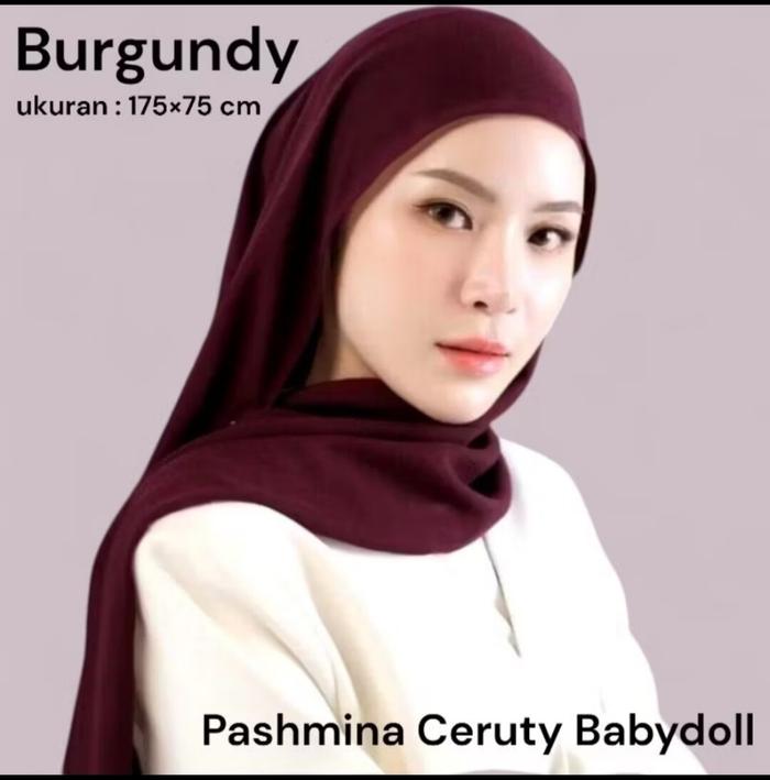 BISA  kerudung pashmina ceruty baby doll /  kerudung pashmina putih panjang / pashmina ceruty