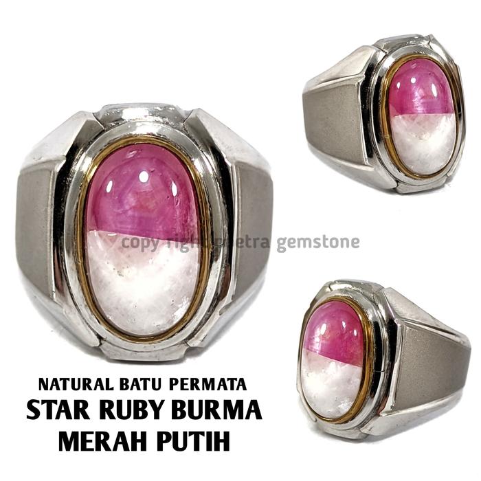 Produk Natural Batu Permata Star Ruby Burma Merah Putih SRB02 Barang Berkwalitas
