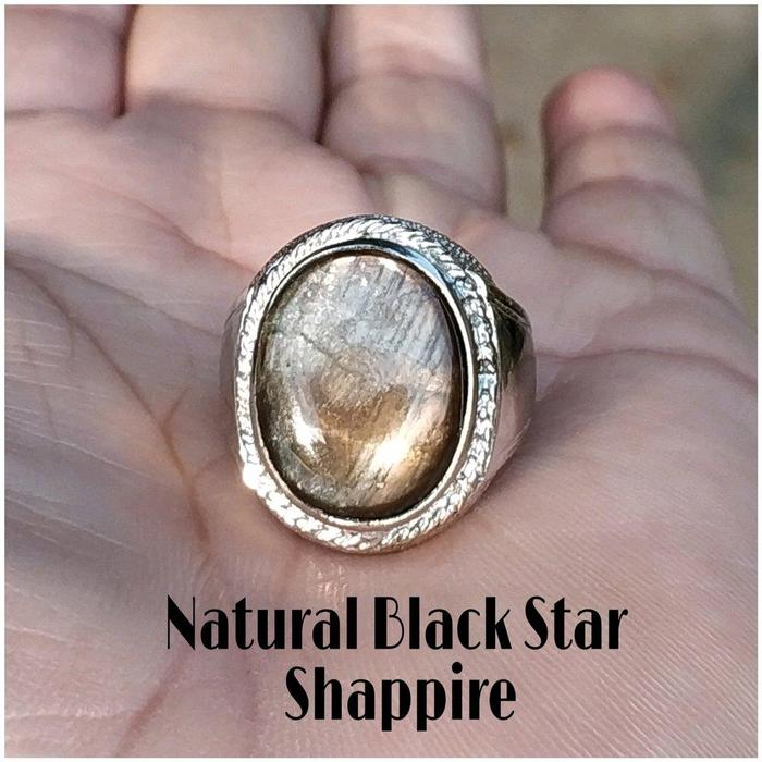 Produk CINCIN BATU PERMATA NATURAL BLACK STAR SAFIR 6 STAR CORUNDUM BIG SIZE Barang Berkwalitas