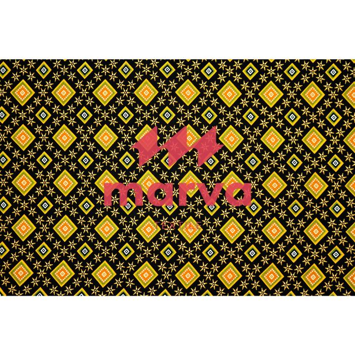 Kain Batik Meteran Premium Bahan 100% katun motif ketupat dan bunga kecil warna kuning by Marva text