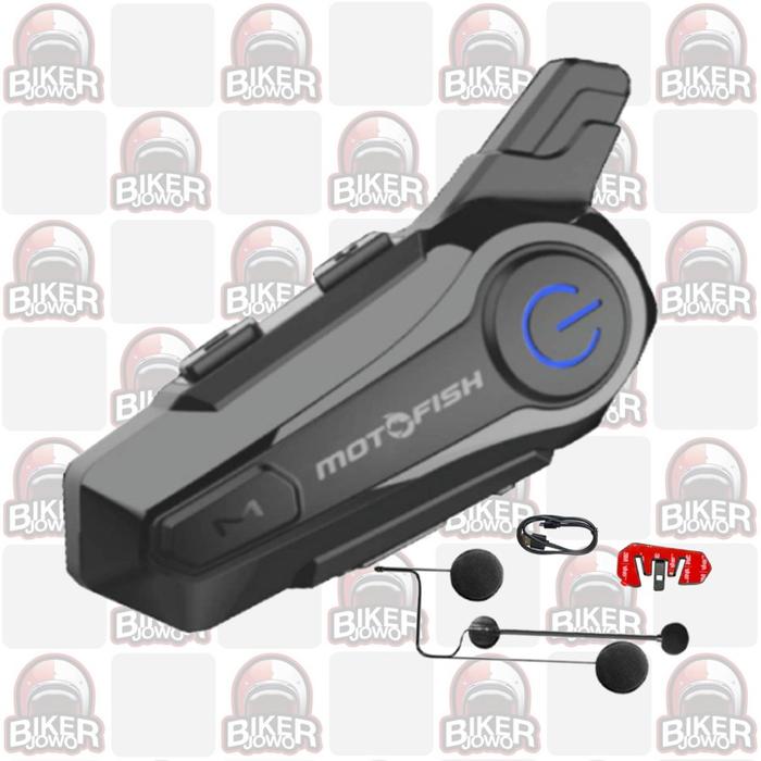Motofish E1 Interkom Motor Bluetooth Intercom Motorcycle - Modul Speaker Microphone Clamp Kit
