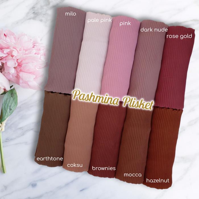 Pashmina Plisket Ceruty Babydoll Pasmina Hitam Putih BW Abu Tua Abu Muda Navy Denim Milo Baby Pink R