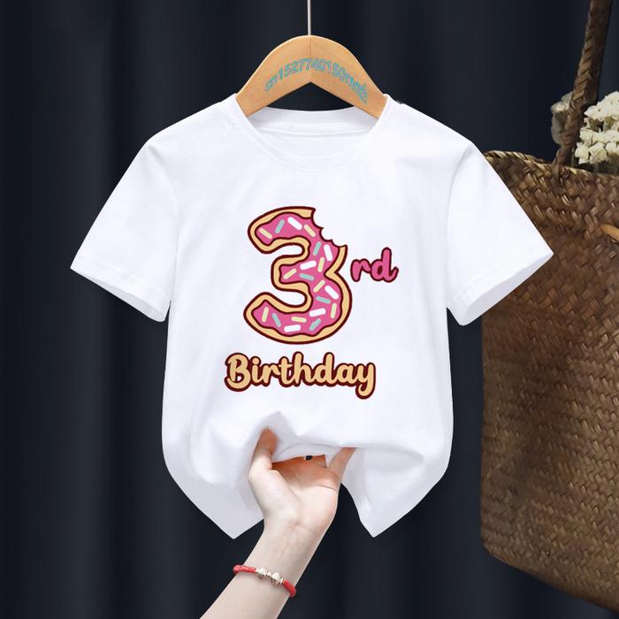 Donuts My 18th Birthday Number Fixed printing Tshirt Children B