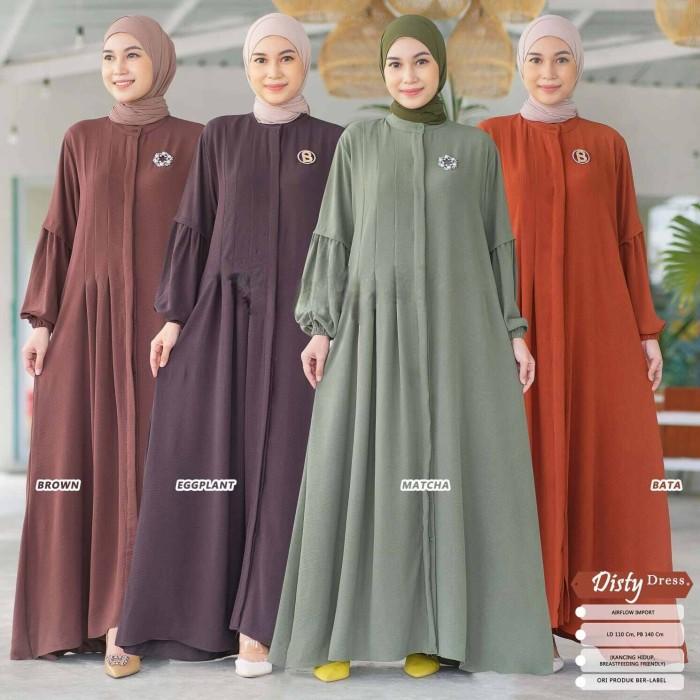 Terbaru Disty Dress Gamis Wanita Muslim Motif Polos Crinkle Airflow Ld 110 Best Seller