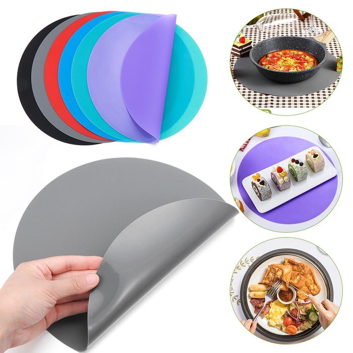 Soft Non-Stick Round Microwave Mat Resistant Silicone Baking Pad Table Mate Pastry Tray Cooking Tool