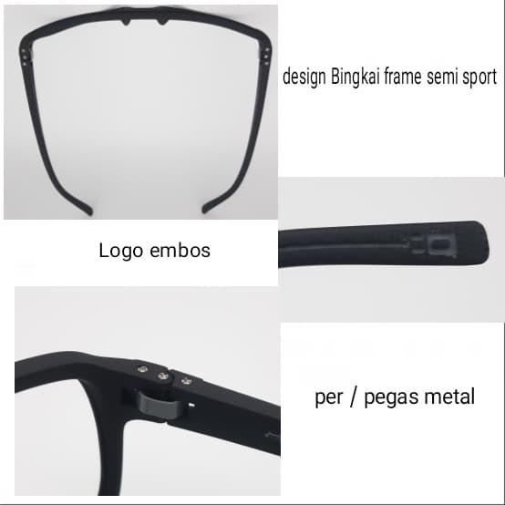 Ready- Frame kacamata Lebar OGA MOREL semi sport gratis lensa radiasi EMI