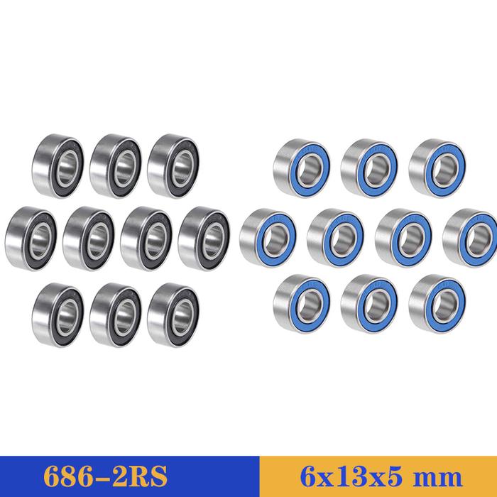 10PCS ABEC-5 686 2RS 686RS 686-2RS 686 RS L1360 6x13x5 mm 6*13*5mm double Rubber seal High quality D