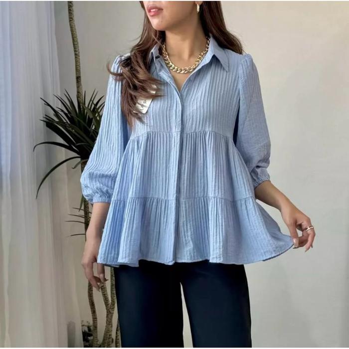 Dress Lebaran Anaya Blouse Polos Wanita / Atasan Cewek Korea Style / Blus Premium Cewek / Gamis Leba