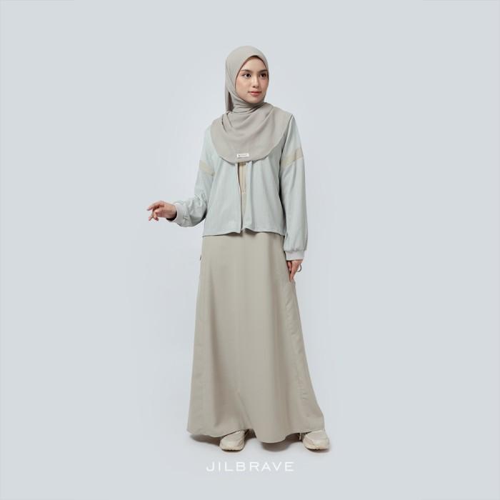 JILBRAVE Lany Dress Gamis Wanita Cargo Boyish Style dengan Outer Menyatu