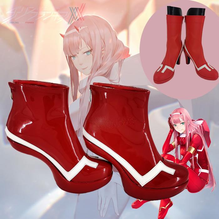 Darling In The Franxx Zero Two Code 002 Red High Heel Cosplay Shoes Boots Adult Halloween Party Cosp