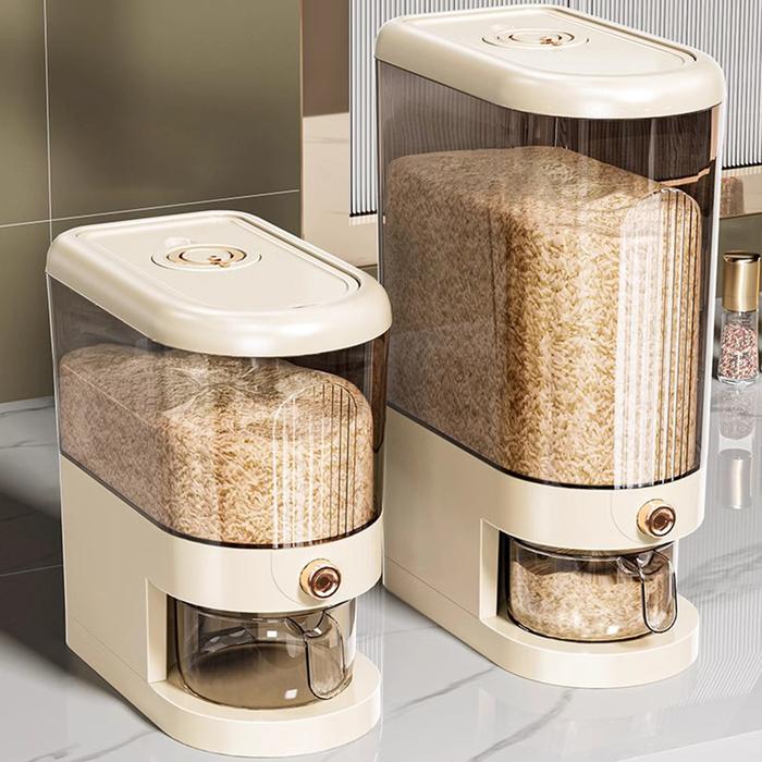 10KG Automatic Rice Dispenser Insect-Proof Sealed Grain Cereal Dispenser Keep Dry Fresh Kitchen Grai