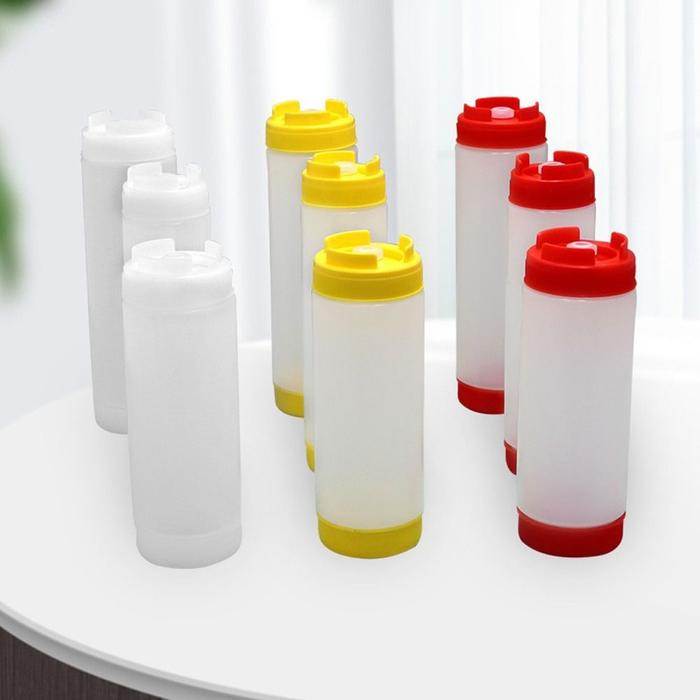 Double Head Sauce Bottles Big Capacity 16oz 20oz 24oz Squeeze Bottles Plastic Portbale Tomato Catchu