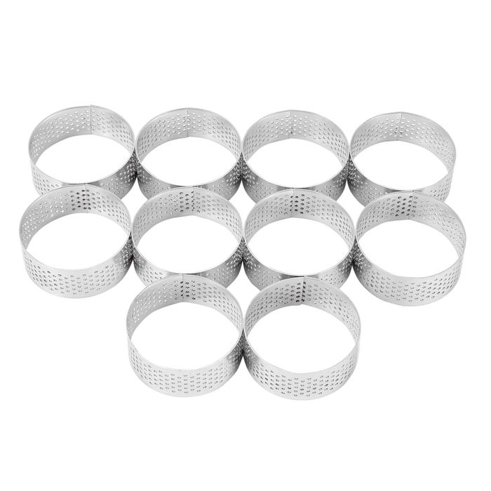 10 Pack 5Cm Stainless Steel Tart Ring Heat-Resistant Perforated Cake Mousse Ring Round Ring Baking D