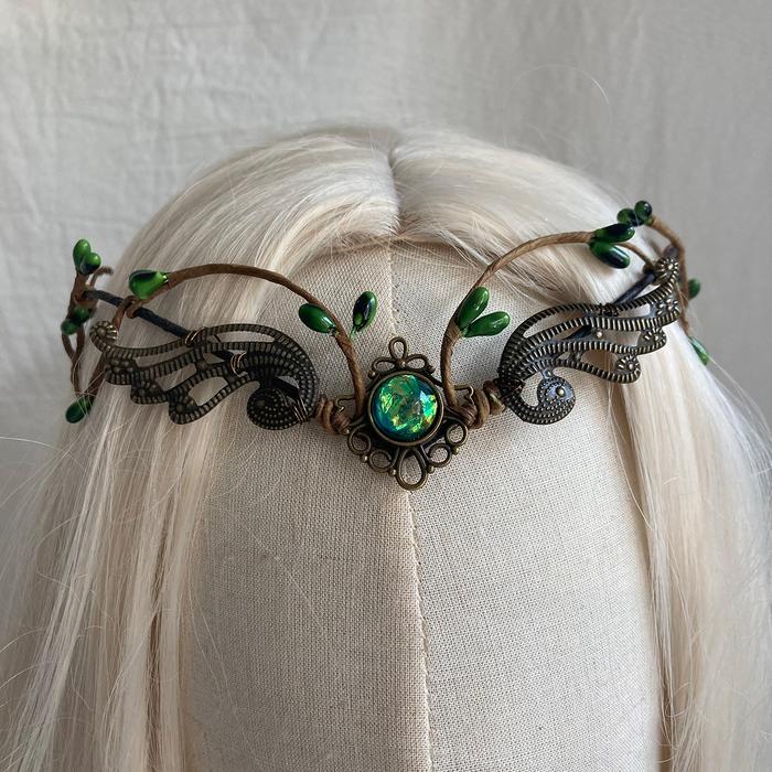 Elven Crown Elf Tiara Vine Headpiece Fairy Witch Diadema Crown Gothic Headband Woodland Dress Bridal