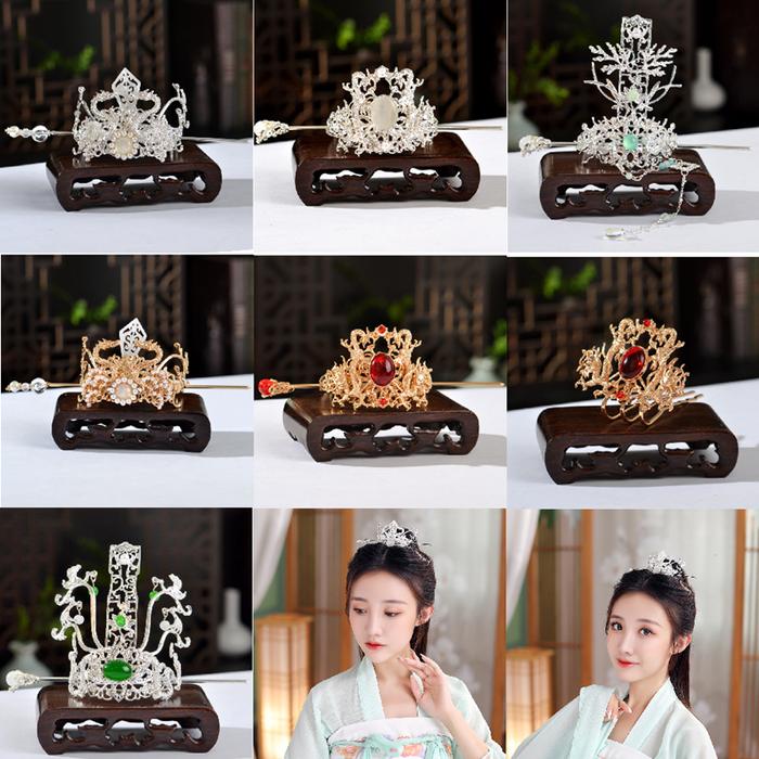 Chinese Hanfu Hair Crown Dragon Hairpin Gold And Silver Color Metal Hair Crown Hanfu Hair Accessorie