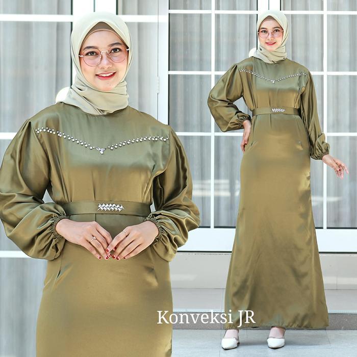 Annisa Dress Kondangan Payet Bahan Satin Silk