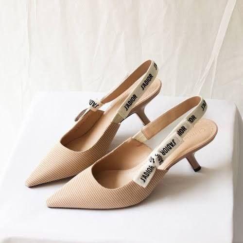 SEPATU WANITA DIOR JADIOR KITTEN HEELS TECHNICAL FABRIC GOLD ORIGINAL