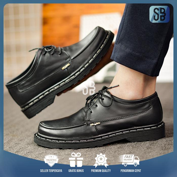 SABANG - SEPATU PANTOFEL PRIA KERJA FORMAL - LOAFERS DOCMART CASUAL FULL BLACK - PANTOPEL KERJA KANT