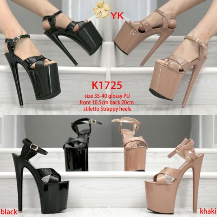 YKSHOES 1725 HEELS 20CM STILETTO STRAPPY HEELS BLACK BROWN HEELS TALI