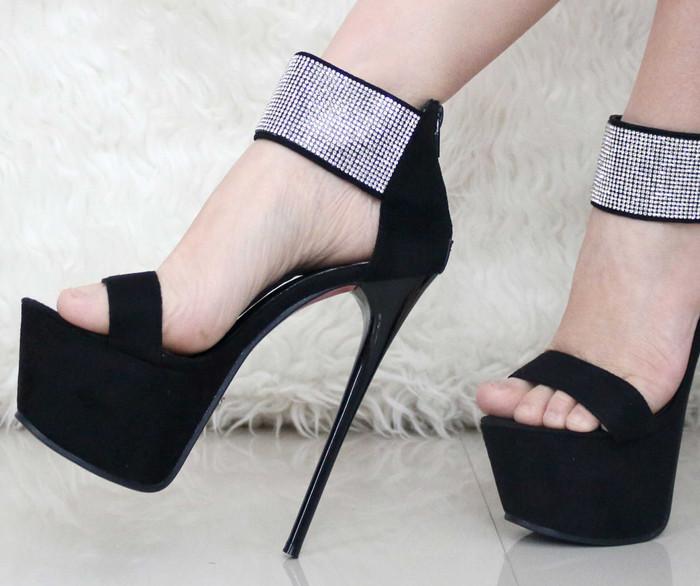 YKSHOES 0989 STRAP HIGH HEELS 17CM SHOES IMPORT SEPATU BARTIER HITAM