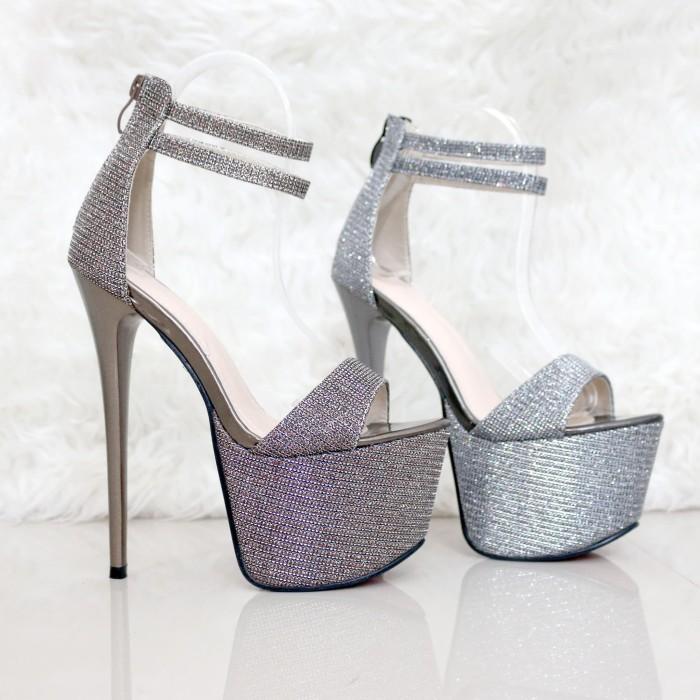 YKSHOES 1008 HIGH HEELS 17 CM 17CM SHOES IMPORT BARTIER GREY BRONZE