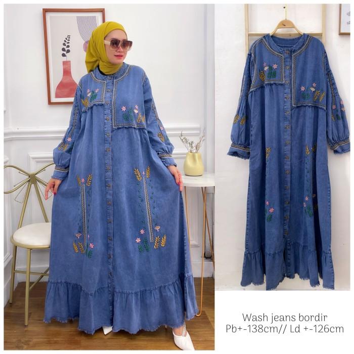 Fredella Jeans Maxy gamis wanita gamis jeans gamis jumbo gamis busui