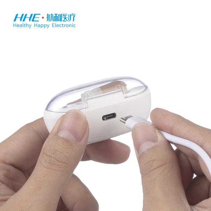 HHE  Invisible MINI Audifono with Charging Box ITE Wireless Sound Amplifier for Old In-ear Acoustic 