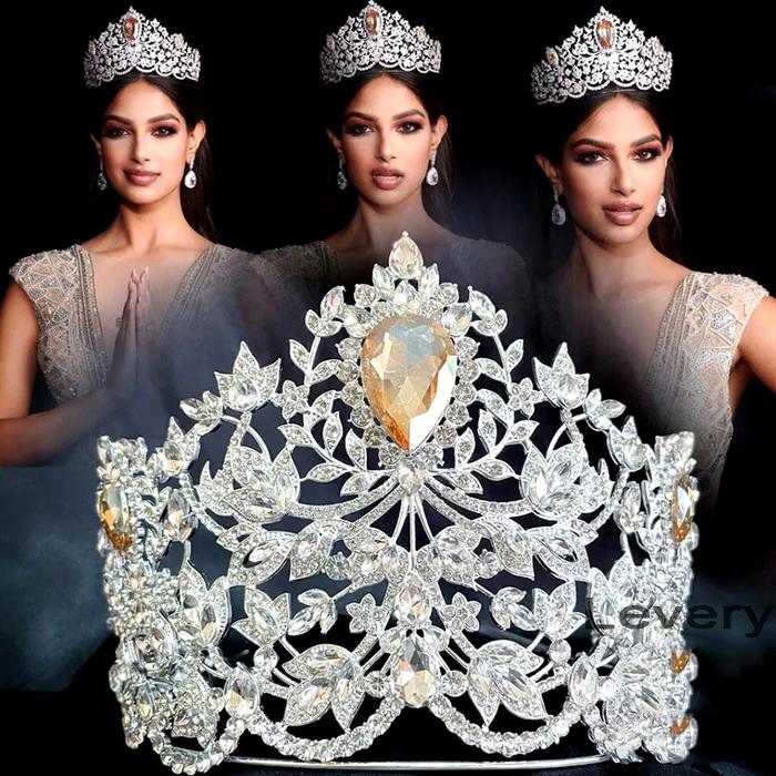 Levery Design Miss Universe โPower of Unityโ crown replica Rhinestone Tiara Large Crown Adjustable B
