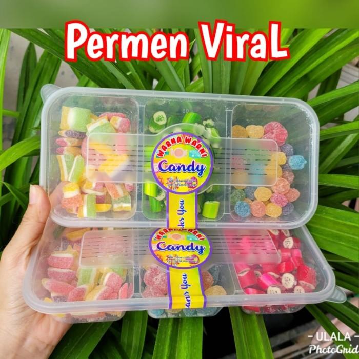 Mubarak| Permen Lebaran Viral 3 Sekat Halal Premen Toples Paket Permen Buah Korea Halal Rasa Aneh An