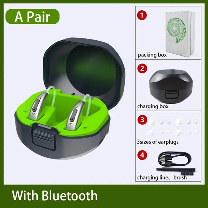 New Bluetooth Hearing Aid For Seniors Rechargeable Lithium Battery Charger Programmable Digital Mini