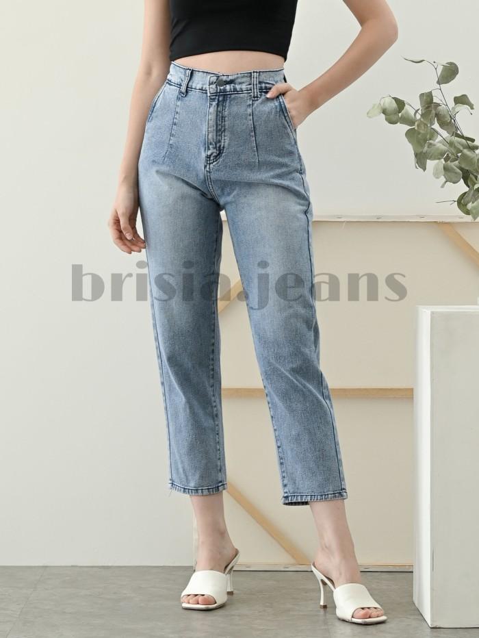 STELLA Highwaist Boyfriend Jeans Bigsize - Snow Blue Spray