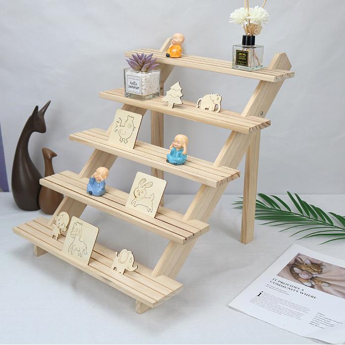 2-5 Tier Ear Stud Holder Wooden Jewelry Earring Dispaly Stand Shelf Cupcake Makeup Mini Figure Organ