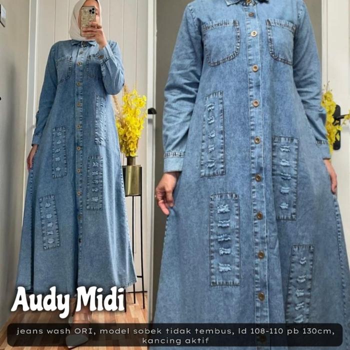TERMURAH Audy maxy dress jeans denim gamis