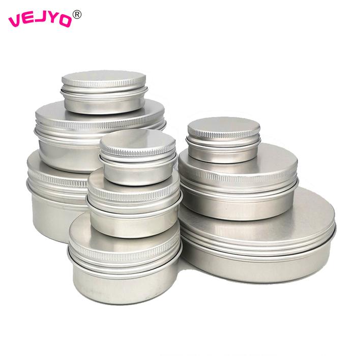 50pcs Cosmetics Container Aluminum Candle Jar Empty Tin Metal Silver with Lids Lip Balm Pot Screw Cr