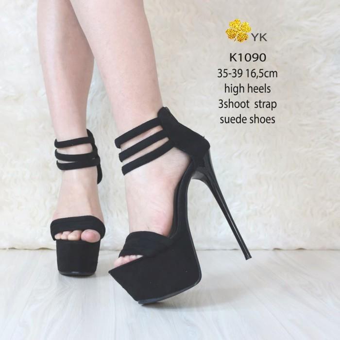 YKSHOES 1090 HIGH HEELS 17CM STRAP SHOES IMPORT BARTIER DIVA HITAM