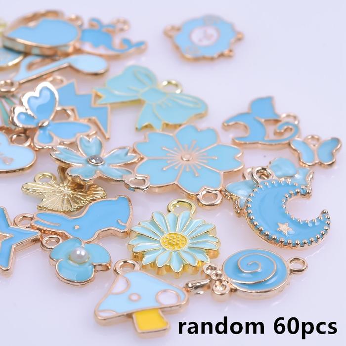 liontin 30/60/100pcs Random Mix Enamel/Drip Oil Charms For Jewelry Making Bulk Cute Charm Flower Hea