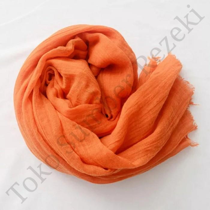 SYAL JINGGA POLOS SHAWL COTTON SCARF PLAIN FRIDGE SELENDANG ORANGE