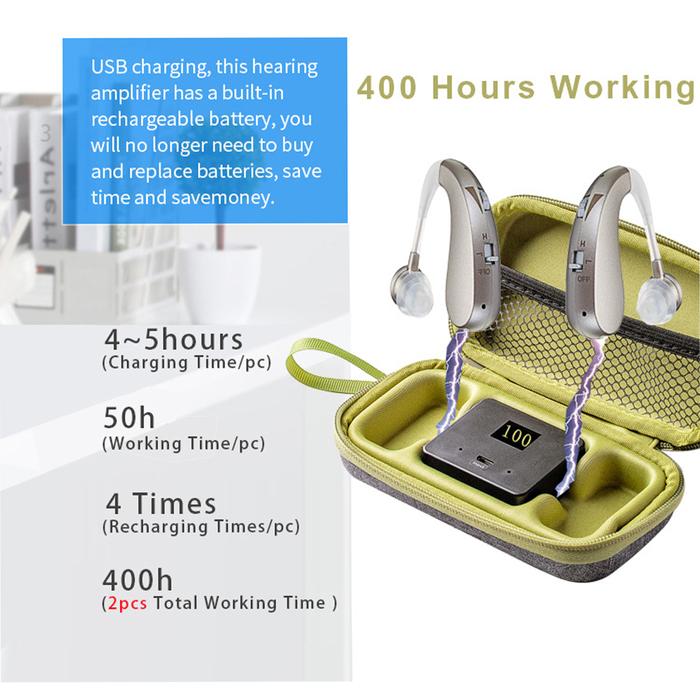 USB Portable Hearing Aids bag style with Bluetooth Function Rechargeable Sound Amplifiers Seniors He