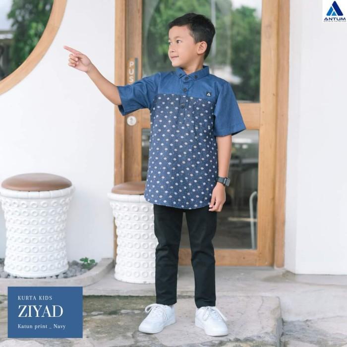 Kurta Kids ZIYAD Antum - Koko Anak - Kurta Anak - Kemeja Anak - Navy