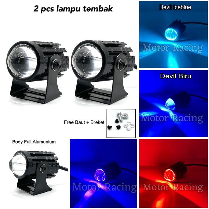 Lampu Led D2 Laser + Saklar DC Lampu Depan Led Lampu Tembak Motor Mobil 2 Warna Putih Kuning Univers