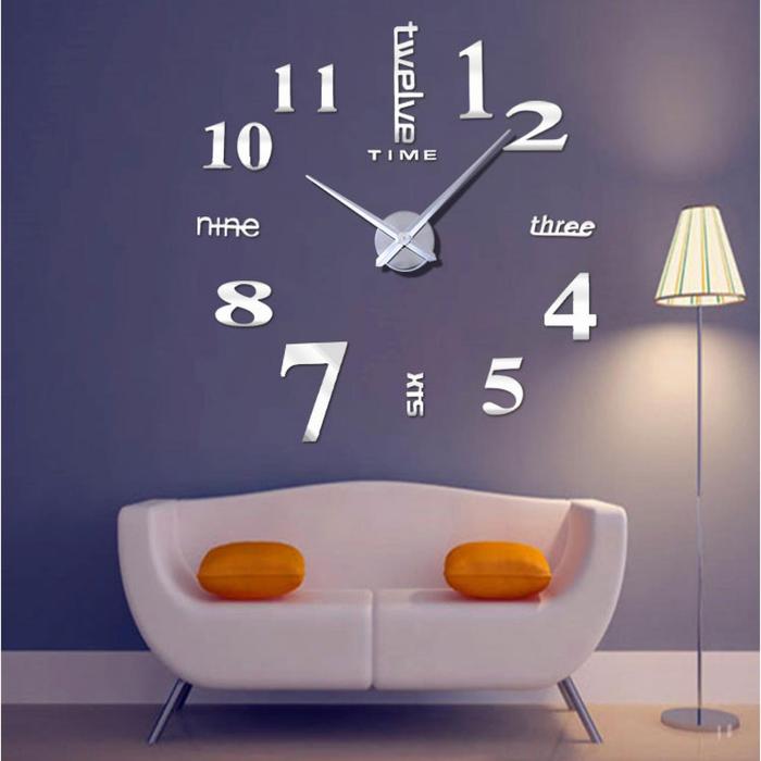Jam Dinding Tempel Dinding Tembok 3D Besar Ukuran Jumbo DIY Giant Clock Quartz 80-130cm