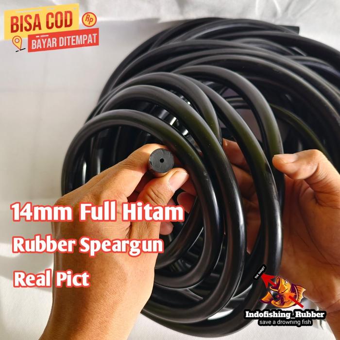 Karet Speargun 14mm Full Hitam Spearfishing Panah Ikan Laut 14 mm