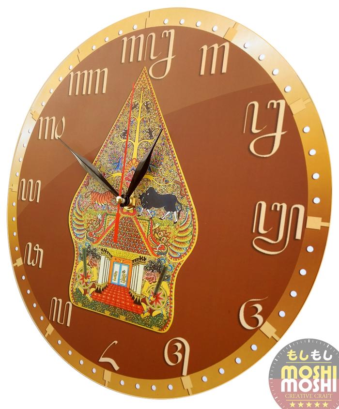 Jam Dinding Wayang Gunungan Aksara Jawa keren 30cm