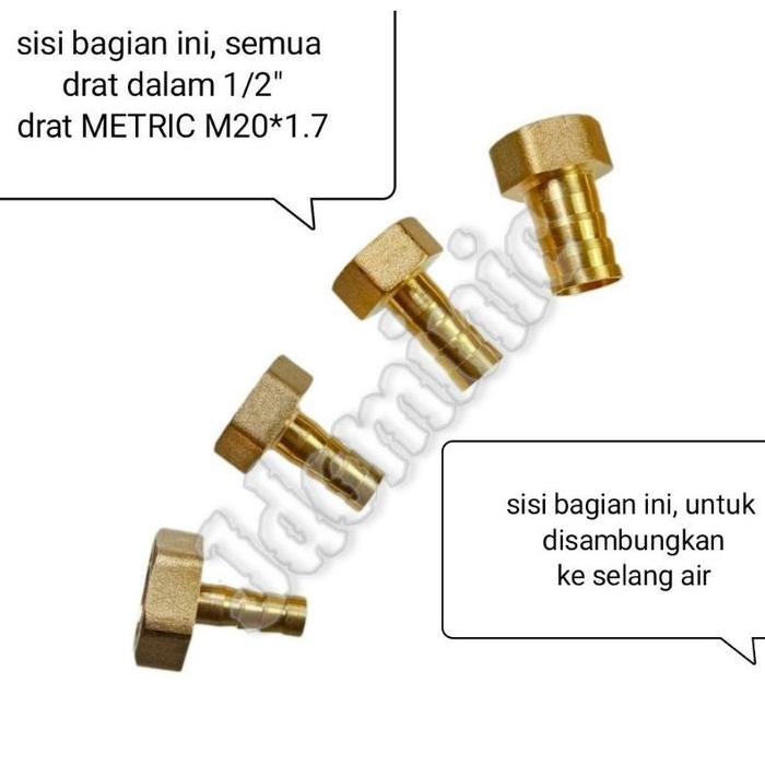 Sambungan Drat Dalam 1/2 Inchi Inc In Dim Ke Selang Air Biasa Benang Bening Rumahan Rumah Semprot Se
