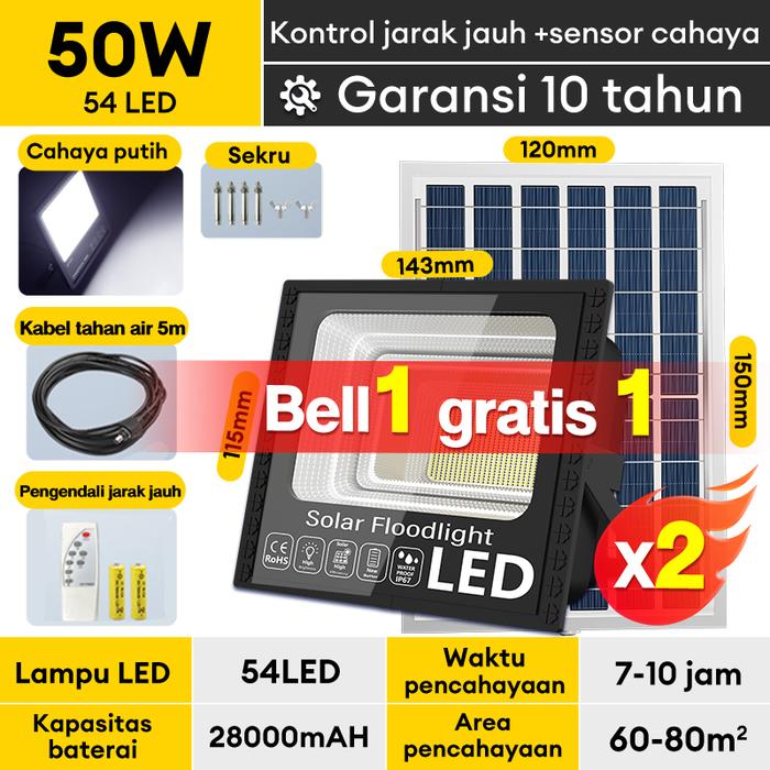 Lampu tenaga surya tahan 24 jam otomatis outdoor lampu sorot solar terang tahan air ip67 panel surya