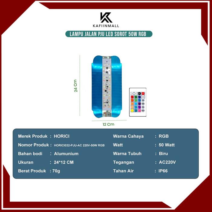 Horici 50W RGB PJU Led Sorot Outdoor Penerangan Street Lampu Jalan
