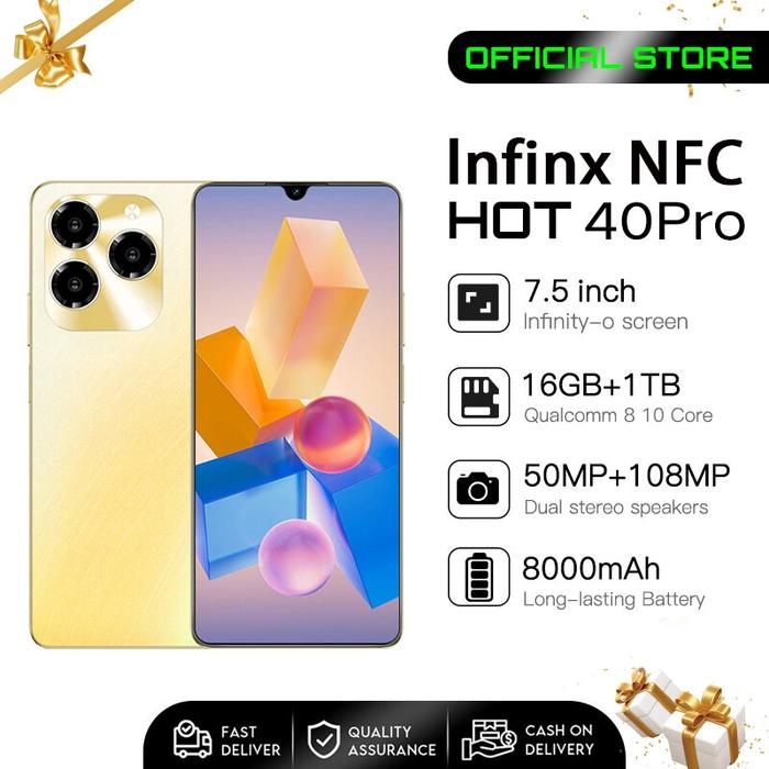 Hp murah INFlNIX HOT40 Pro NFC si Produk Baru handphone 7.5 lnci 90Hz Smartphone RAM 16GB/512GB, Eye