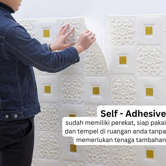 Paket 10 Lembar Wallpaper Dinding 70x70cm 3D WallFoam, Brick Foam Sticker Dinding Batik