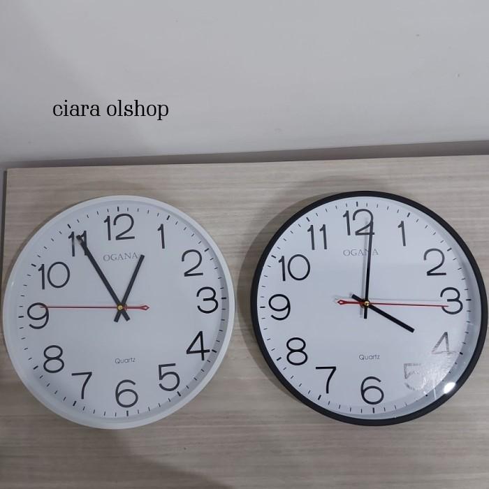 JAM DINDING OGANA POLOS BESAR 901 / T 901 OGANA / T901 DIAMETER 12INCH - Putih