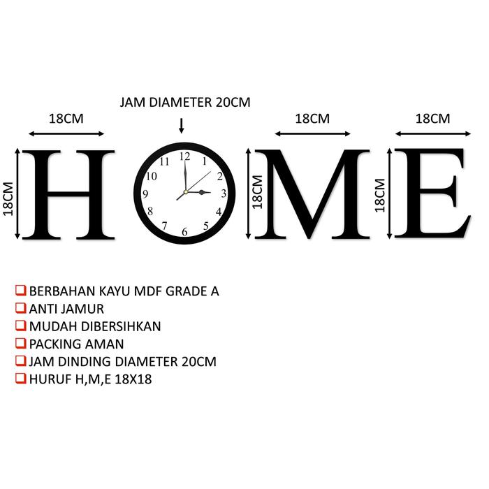 Jam dan Hiasan Dinding Modern Abjad HOME